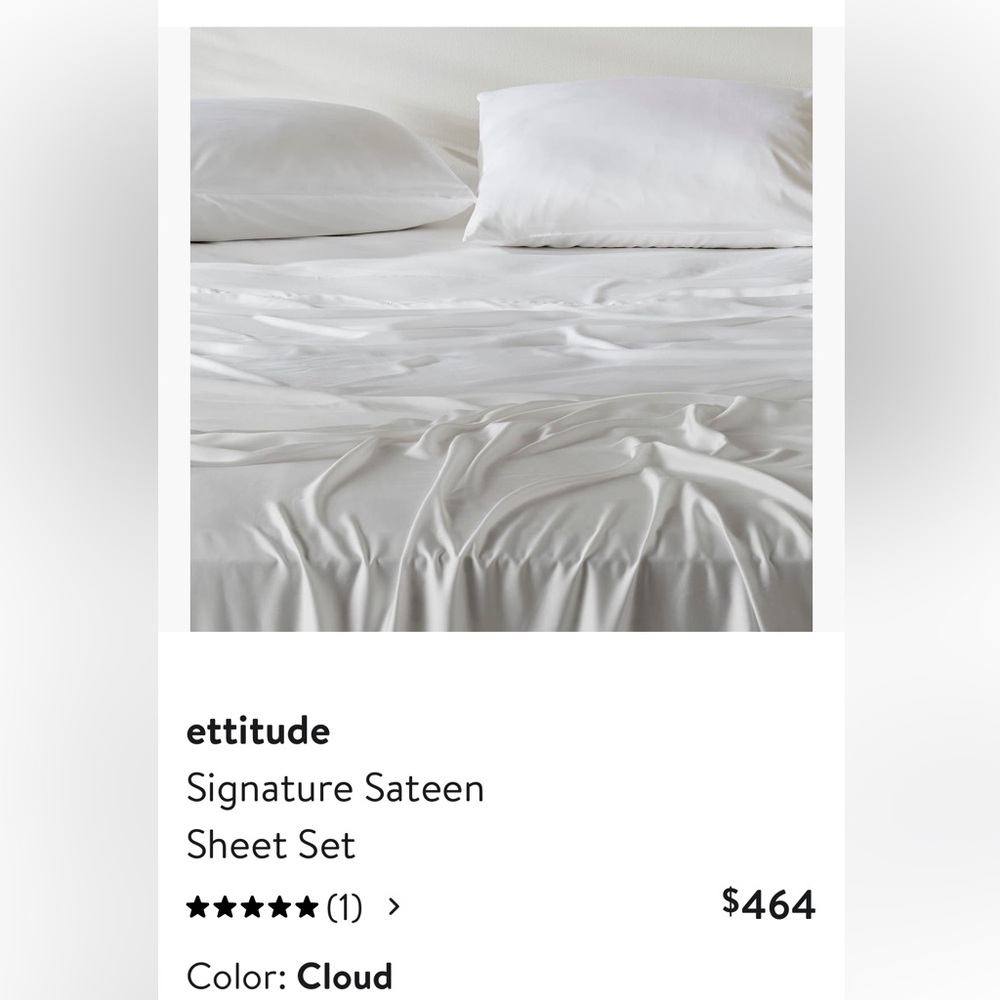 Ettiitude NWT signature sateen sheet set California King white $464 MSRP